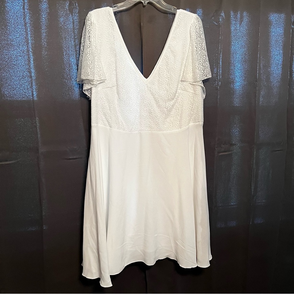 Butterfly Sleeve Contrast Lace Dress